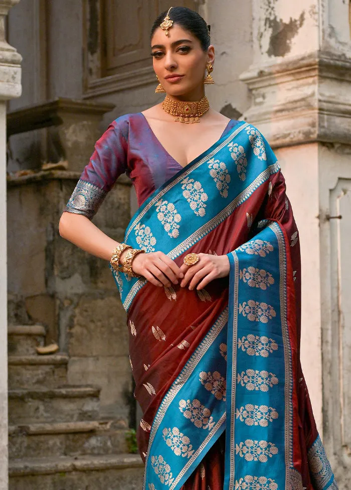 Coffee Spun Silk Saree With Blouse Piece