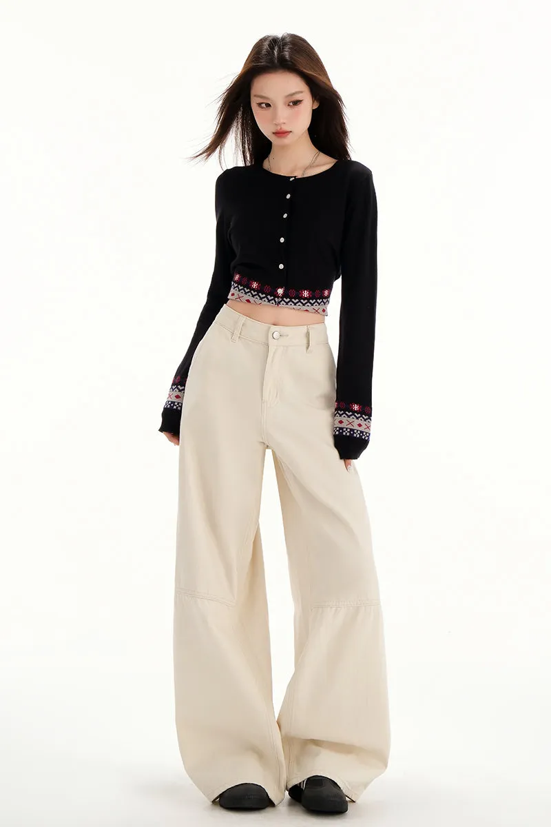 Comfortable Casual Loose Straight Jeans with Flap Pocket