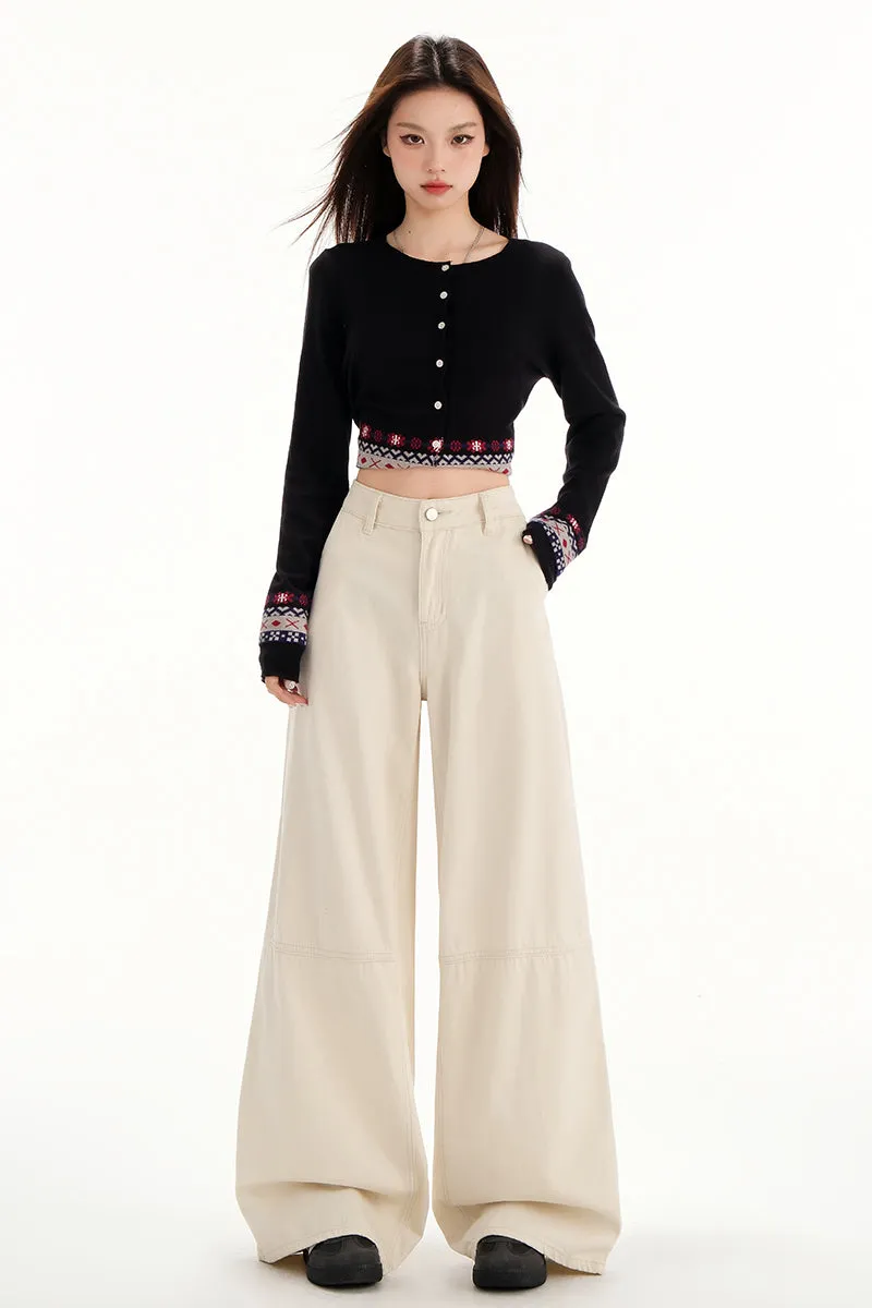 Comfortable Casual Loose Straight Jeans with Flap Pocket