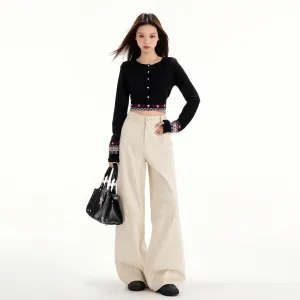 Comfortable Casual Loose Straight Jeans with Flap Pocket