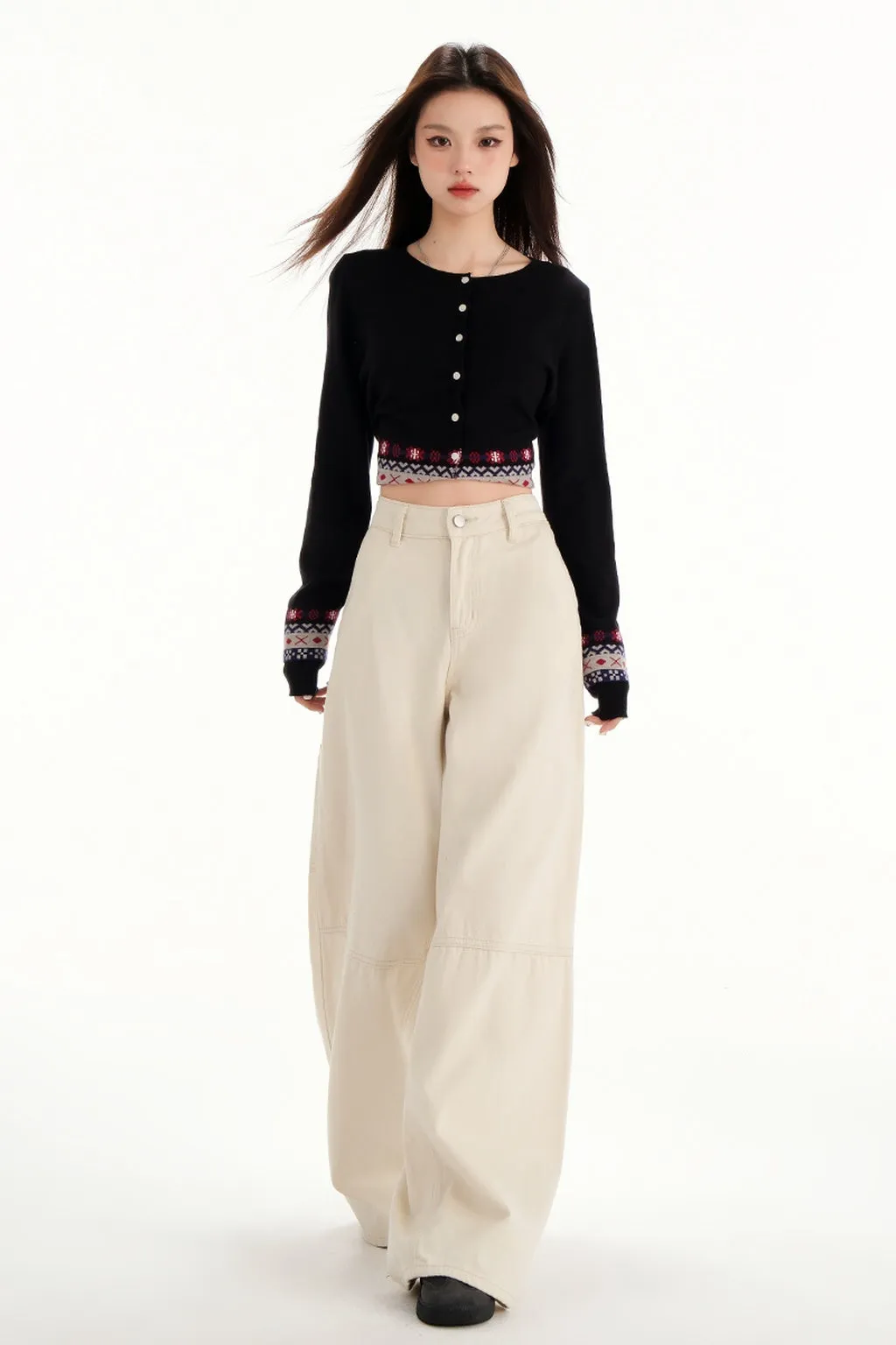 Comfortable Casual Loose Straight Jeans with Flap Pocket
