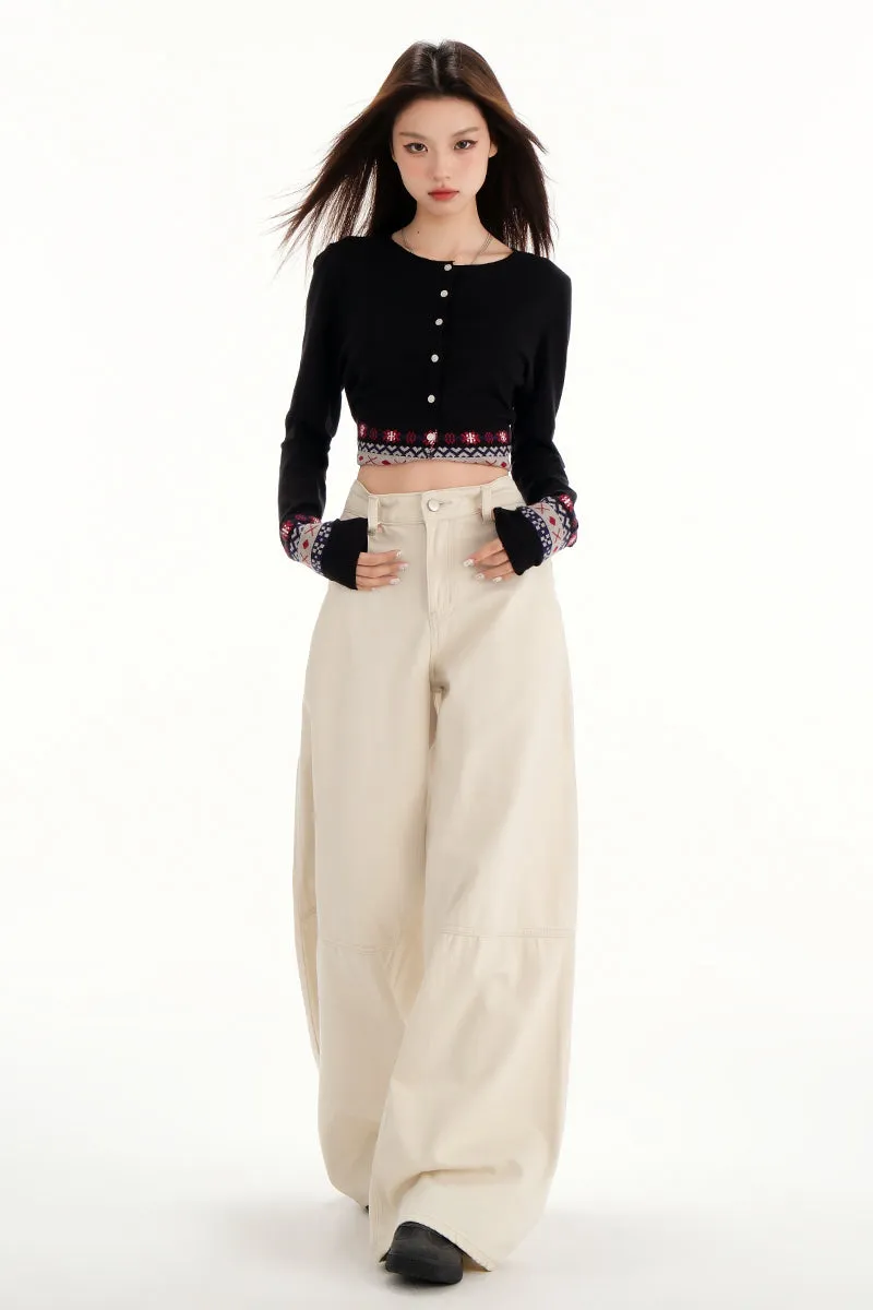 Comfortable Casual Loose Straight Jeans with Flap Pocket