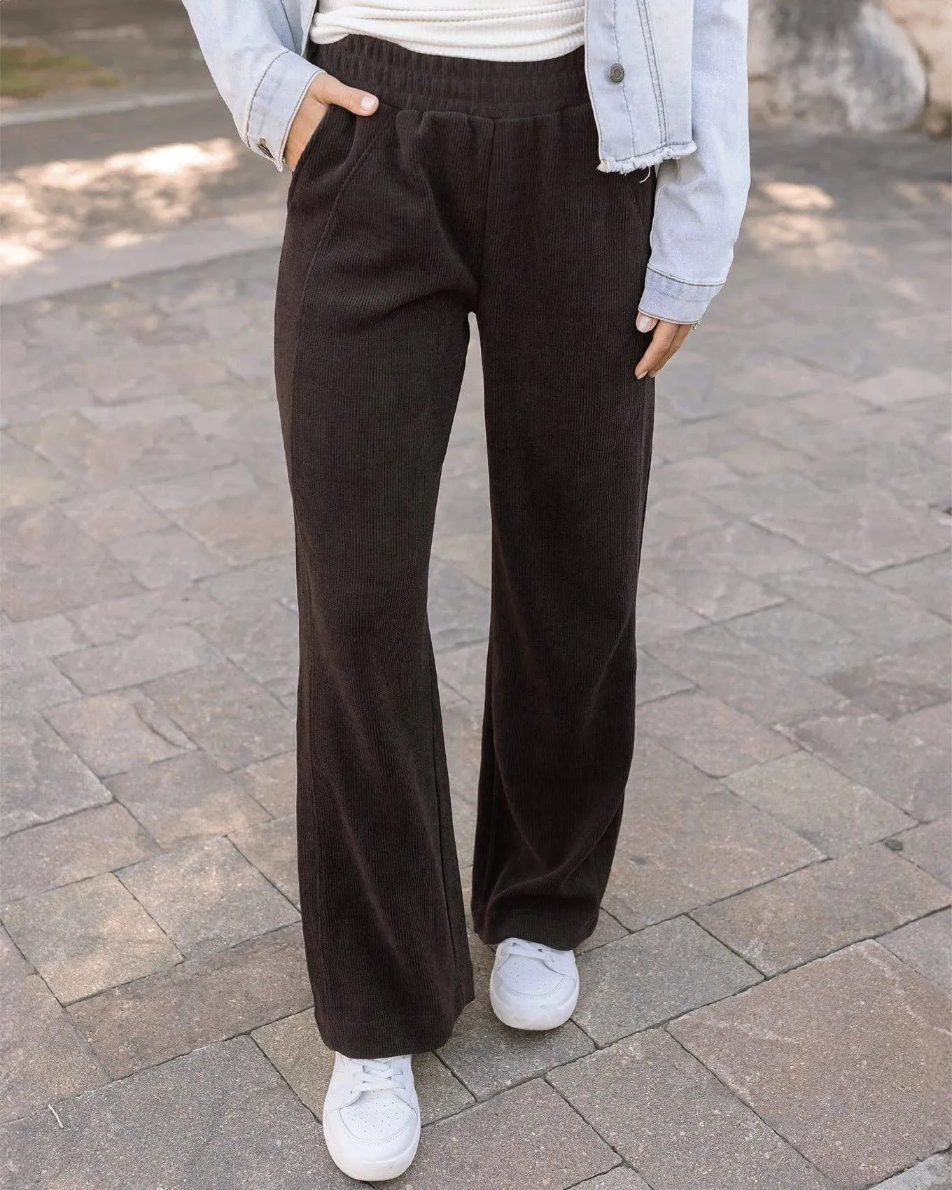 Corded Straight Leg Pants in Java