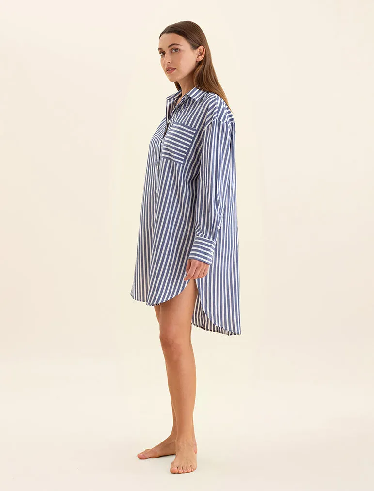 Cotton Stripe Shirting Nightshirt