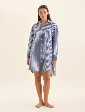 Cotton Stripe Shirting Nightshirt