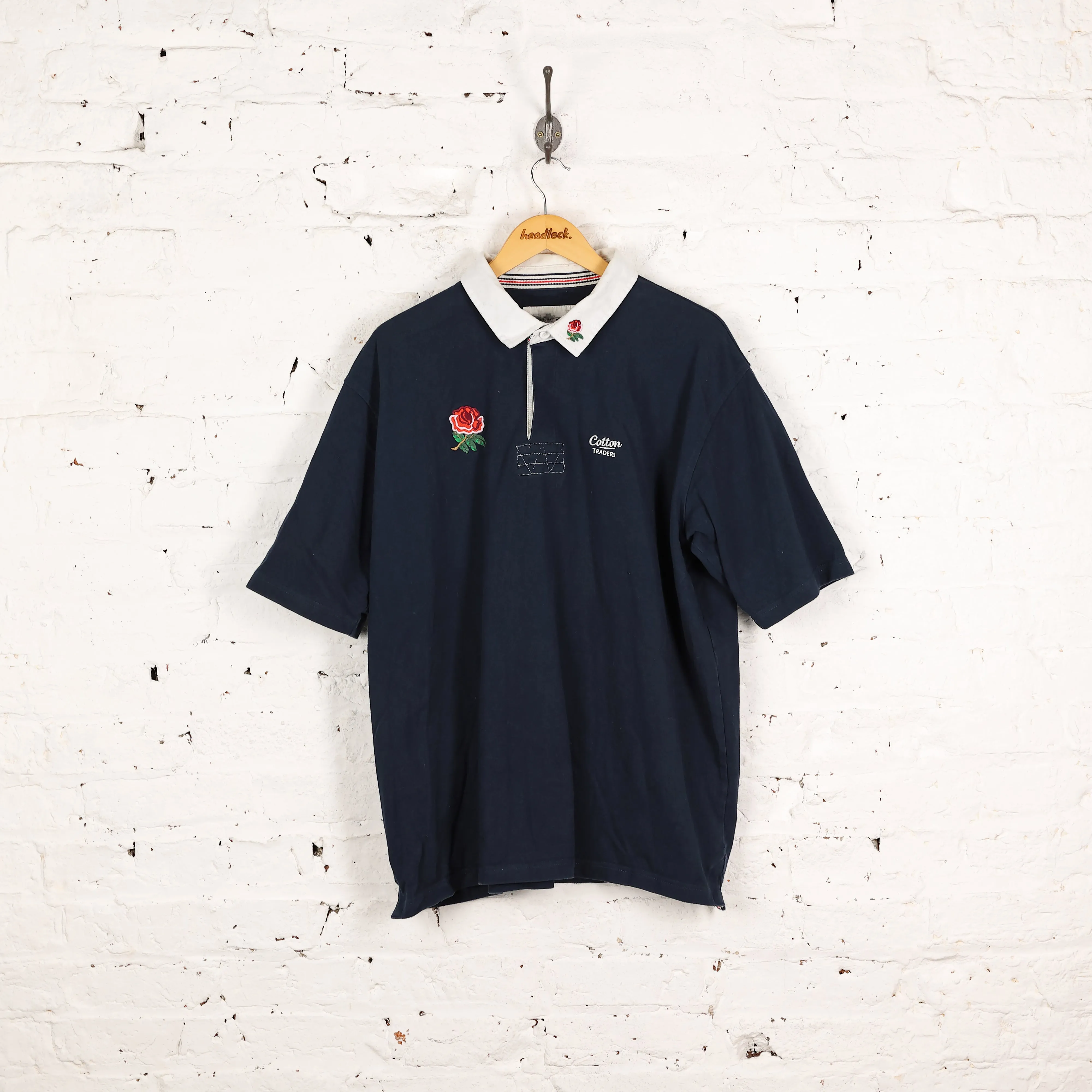 Cotton Traders England Rugby Polo Shirt - Blue - XXL