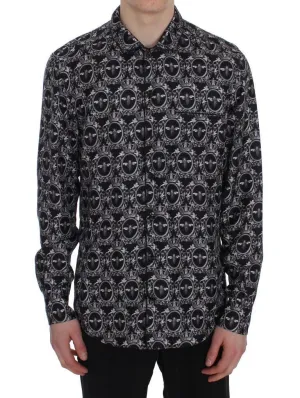 Crown Bee Print Silk Pajama Shirt