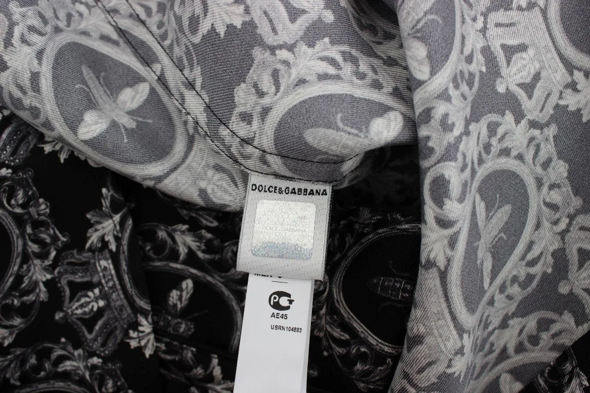 Crown Bee Print Silk Pajama Shirt