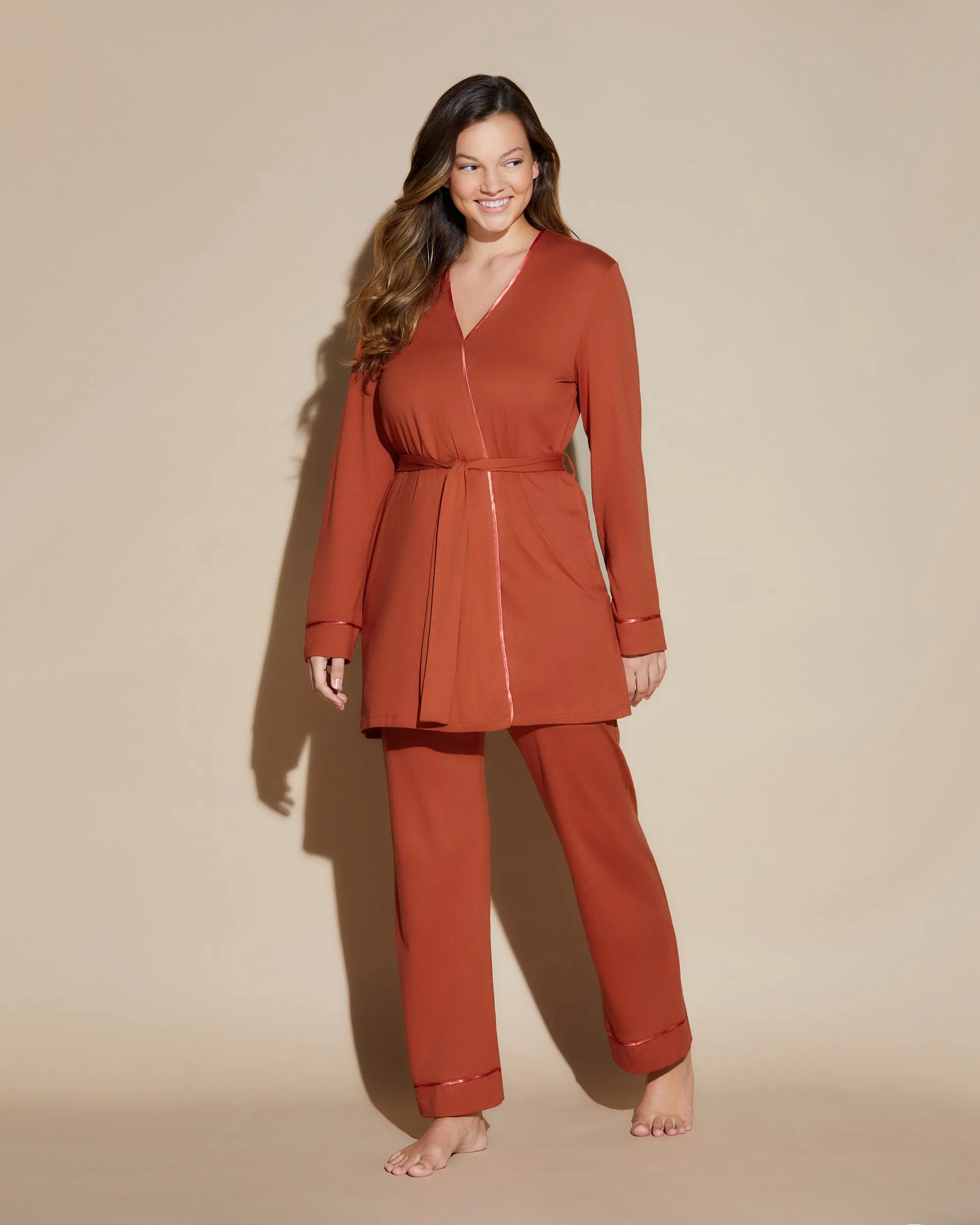 Curvy 3 Piece Pajama Set With Robe