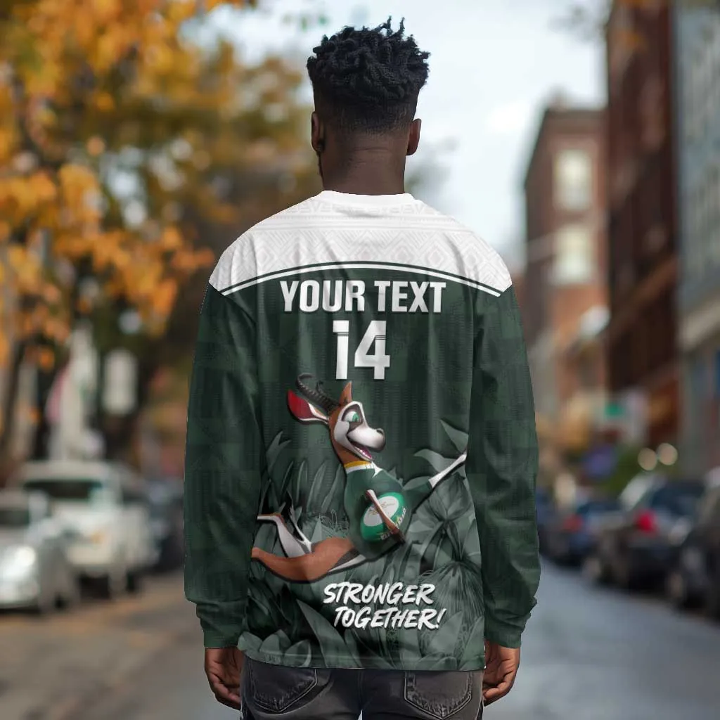 Custom South Africa Rugby Long Sleeve Shirt Springboks 4th Champions World Cup Proud Bokke LT14