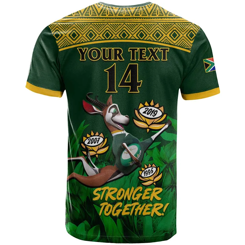 Custom South Africa Rugby T shirt Go Bokke World Cup Champions History LT14