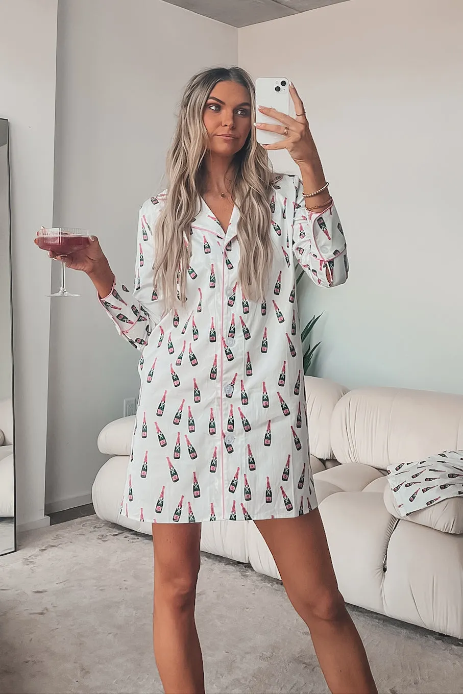 DEAL Cheers To A Girls Night Long Button Down Nightshirts