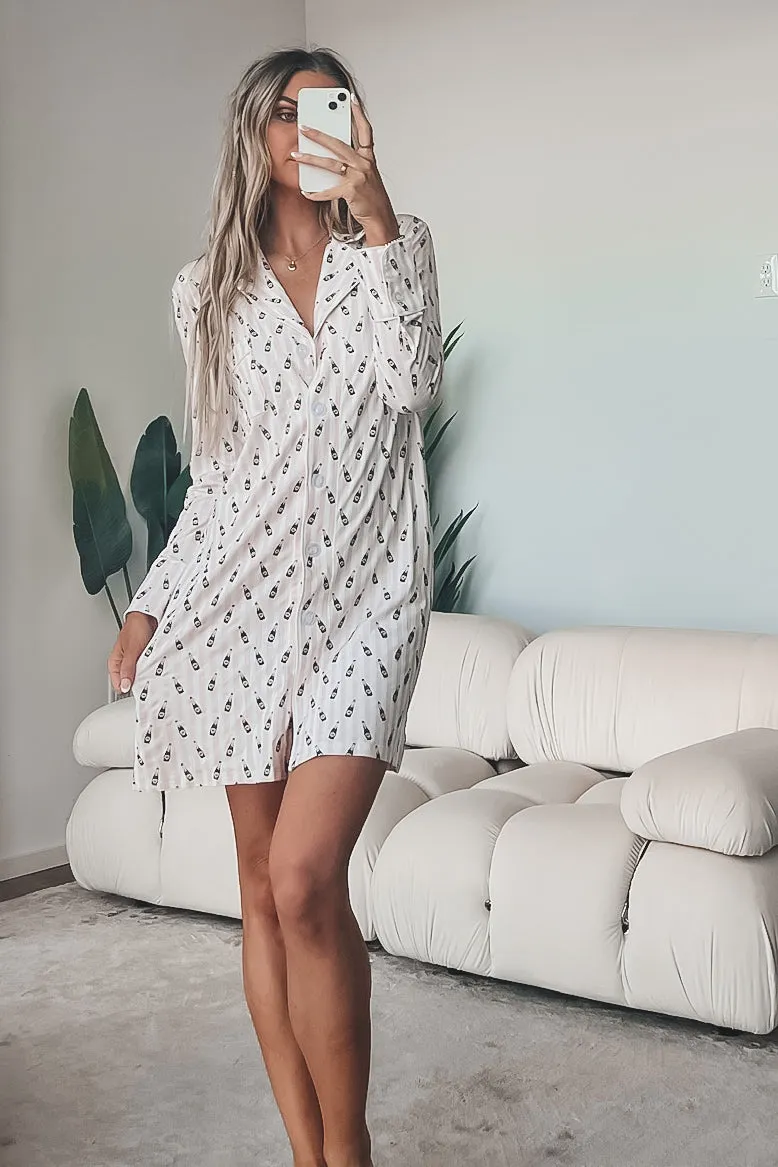DEAL Cheers To A Girls Night Long Button Down Nightshirts