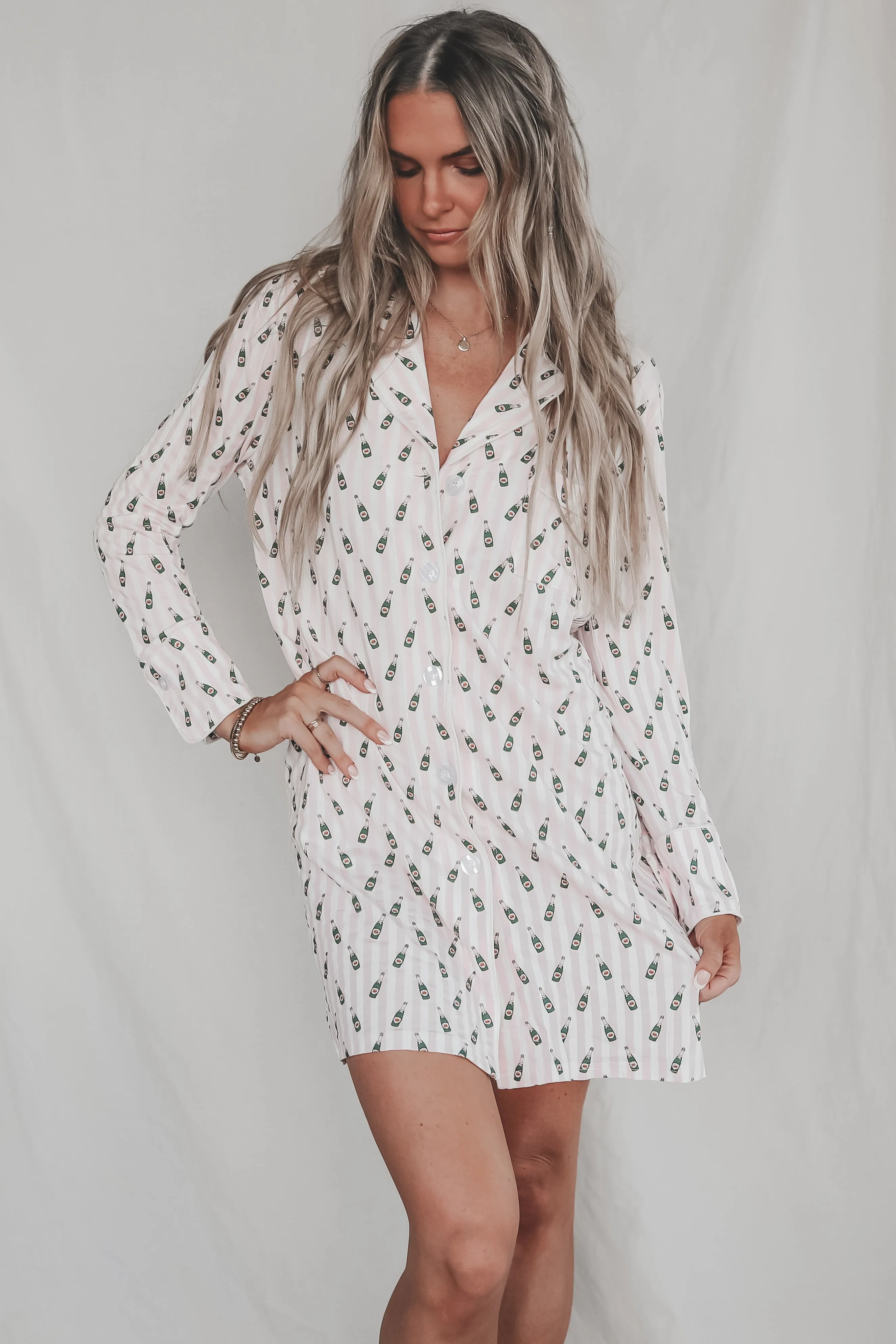 DEAL Cheers To A Girls Night Long Button Down Nightshirts