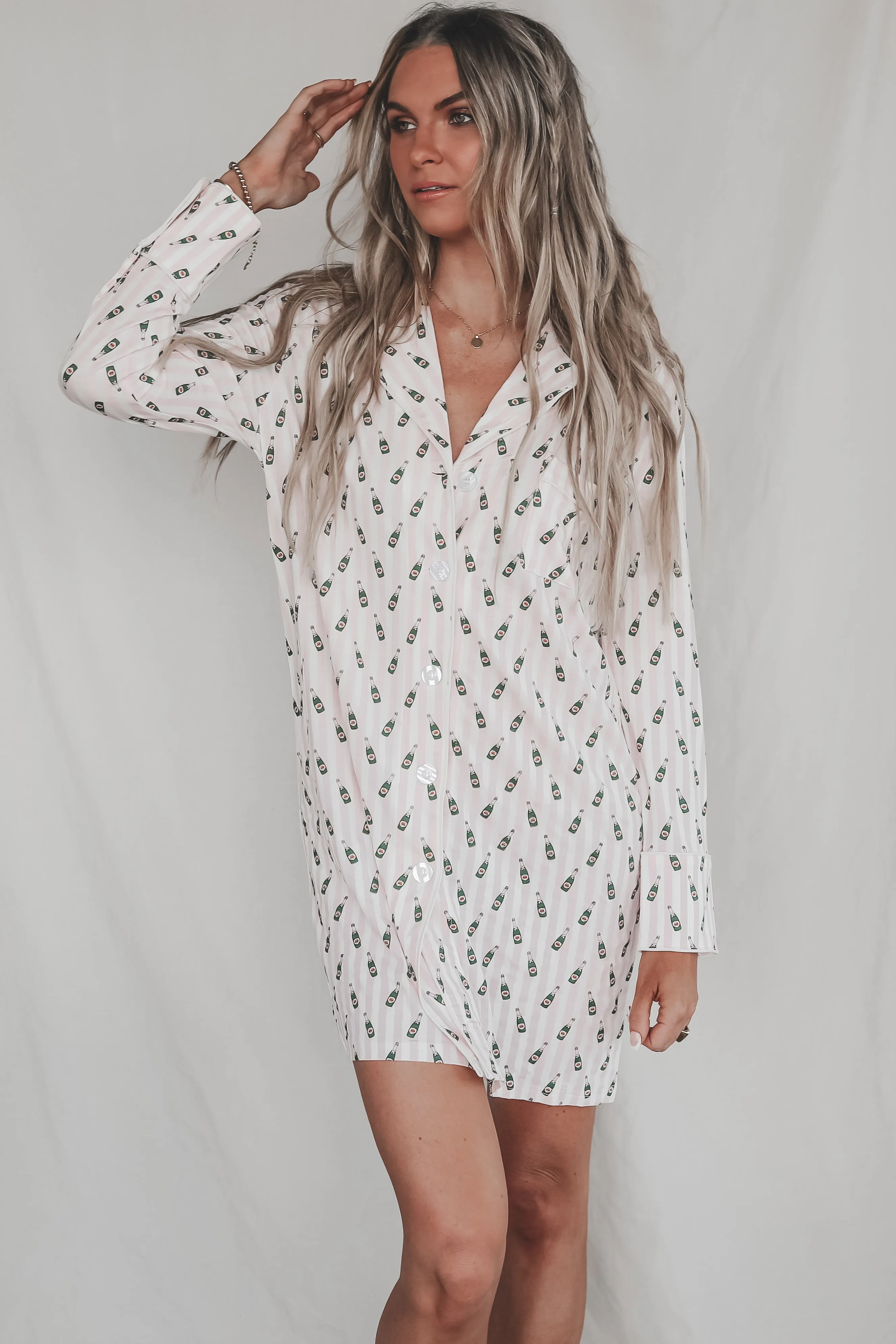 DEAL Cheers To A Girls Night Long Button Down Nightshirts