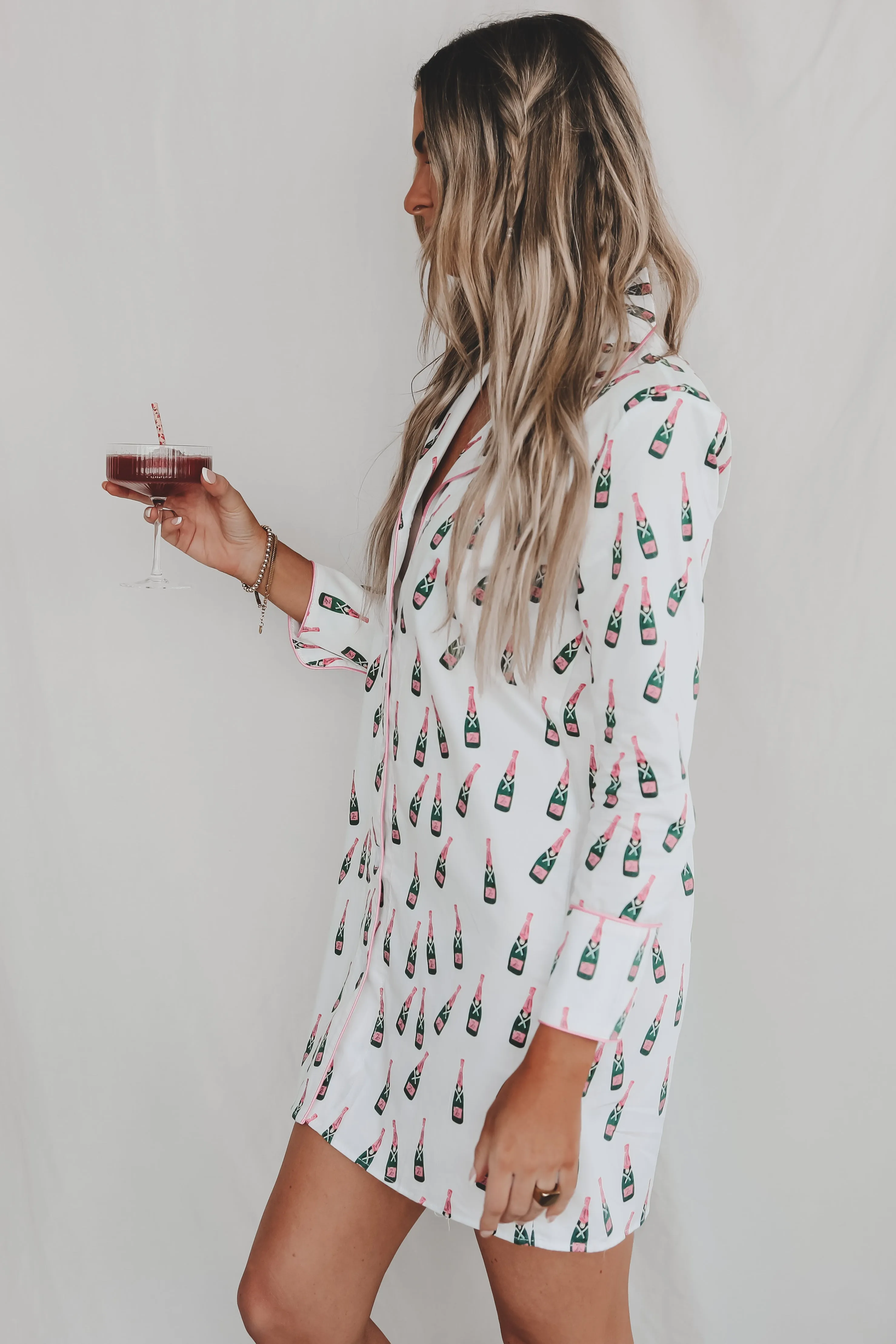DEAL Cheers To A Girls Night Long Button Down Nightshirts