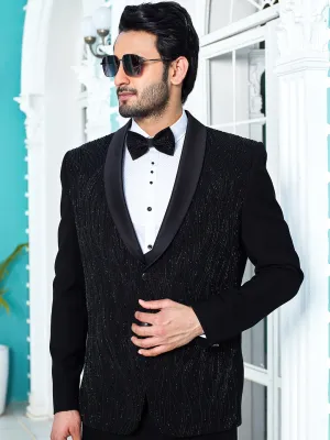 Decent Abstract Printed Suit for Men in Black