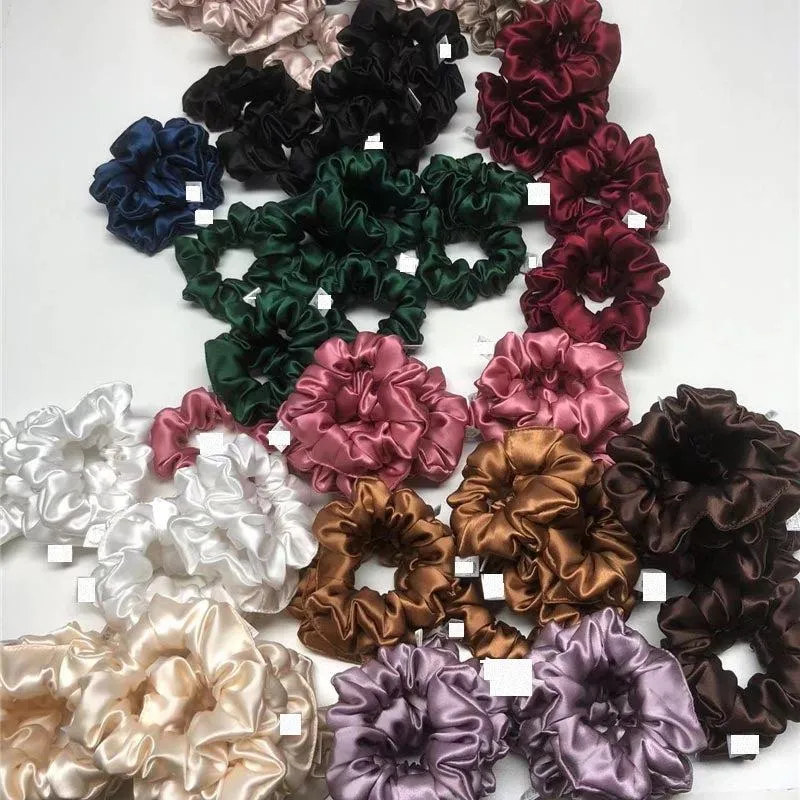Deep Coffee silk scrunchies medium