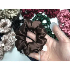 Deep Coffee silk scrunchies medium