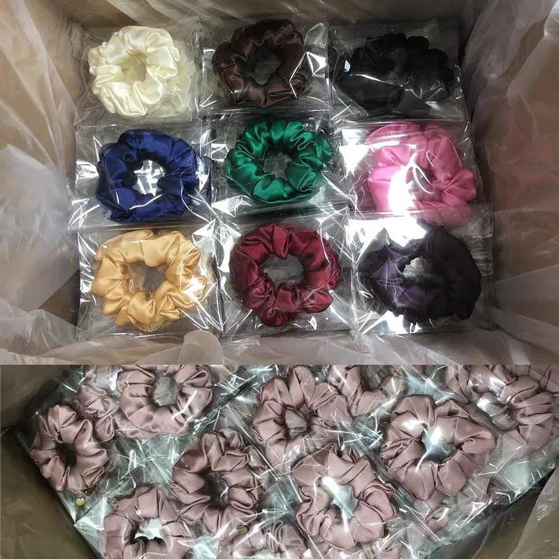 Deep Coffee silk scrunchies medium