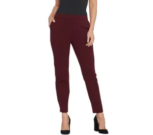 Dennis Basso Knit Twill Ponte Pull-On Leggings. A342271 Deep Wine XS