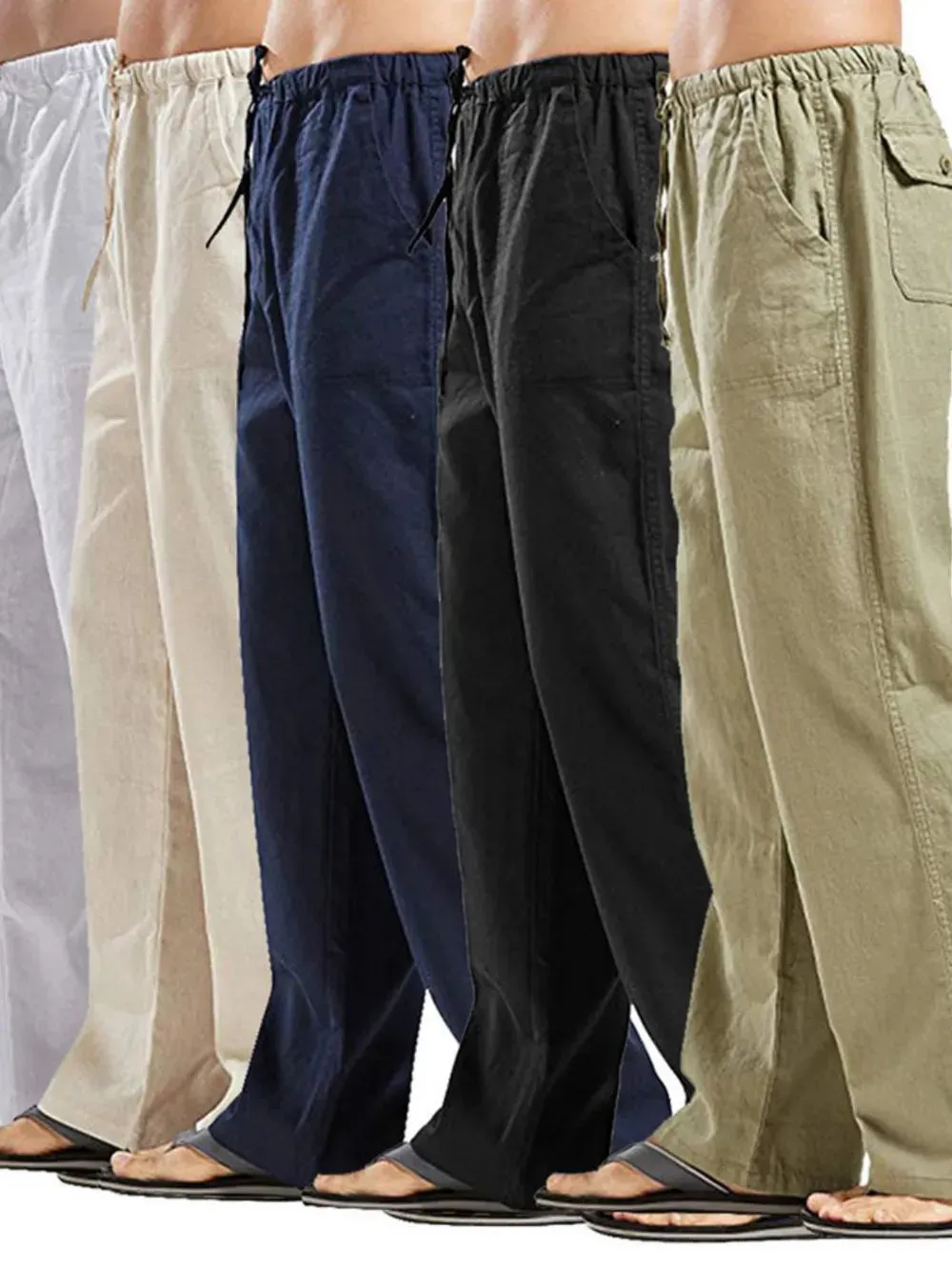 Derrick -  Drawsting Straight Leg Pants Plus Size