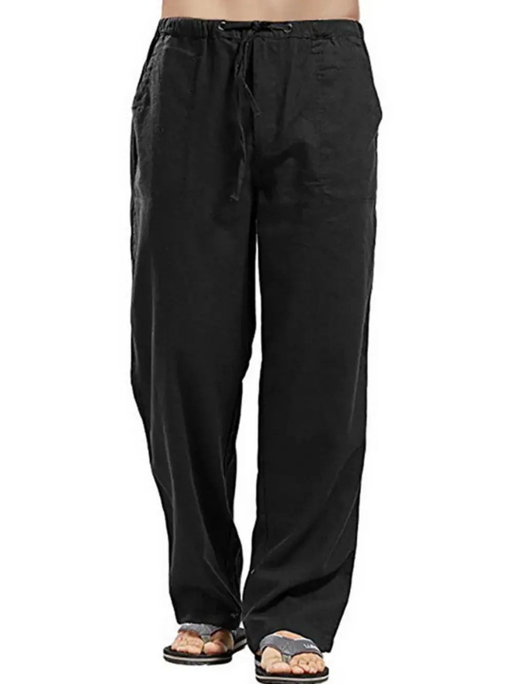 Derrick -  Drawsting Straight Leg Pants Plus Size