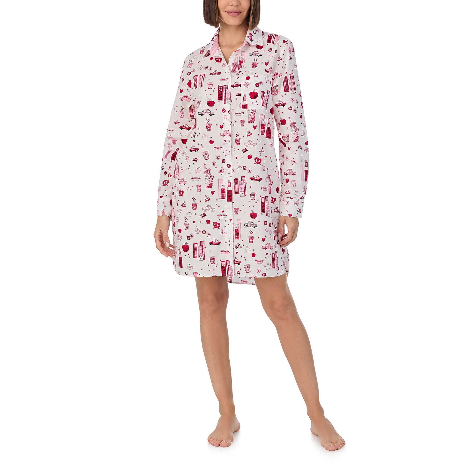 DKNY City For Dreamers LS Collared Sleepshirt