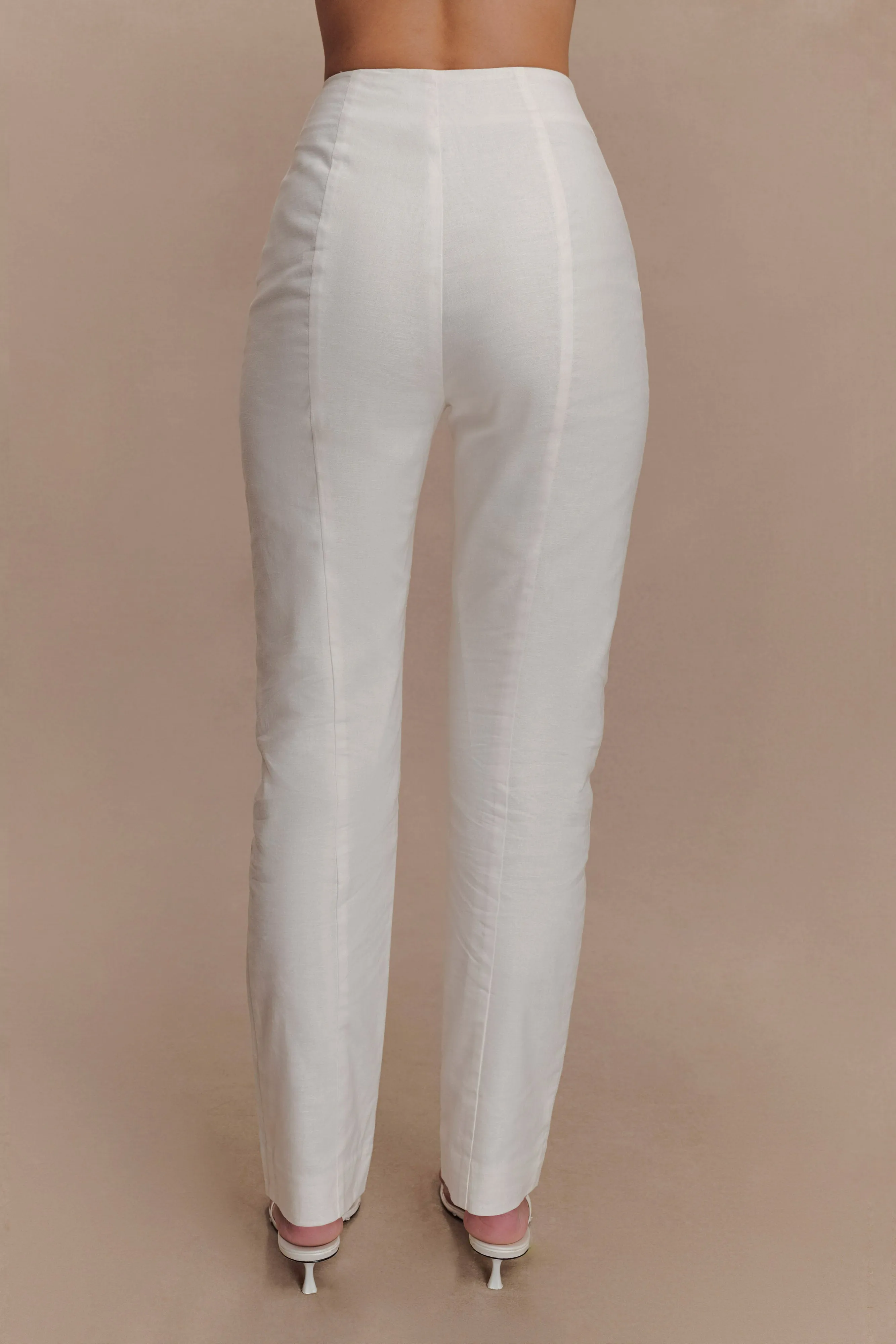 Dora Linen Straight Leg Pant - Ivory