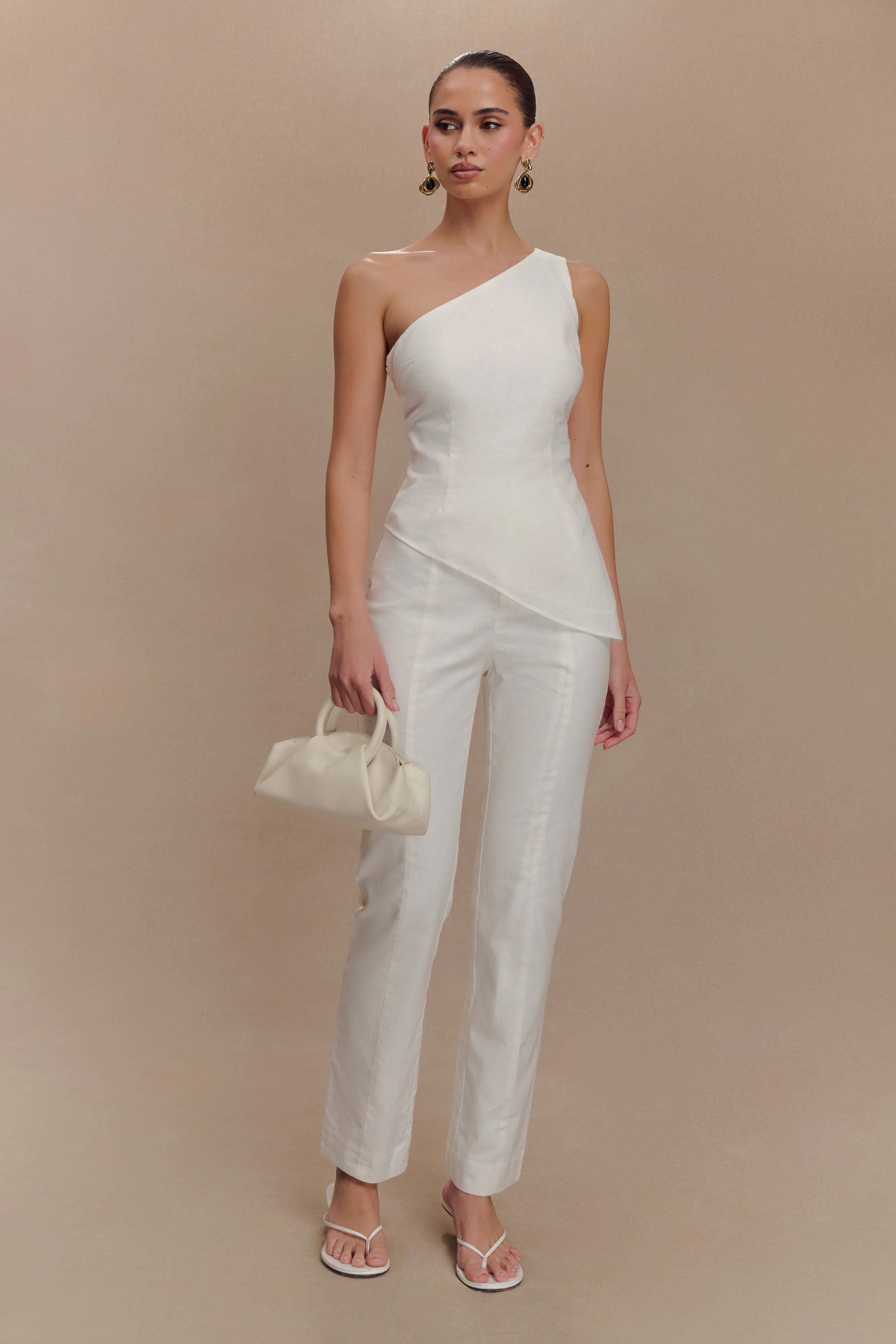 Dora Linen Straight Leg Pant - Ivory