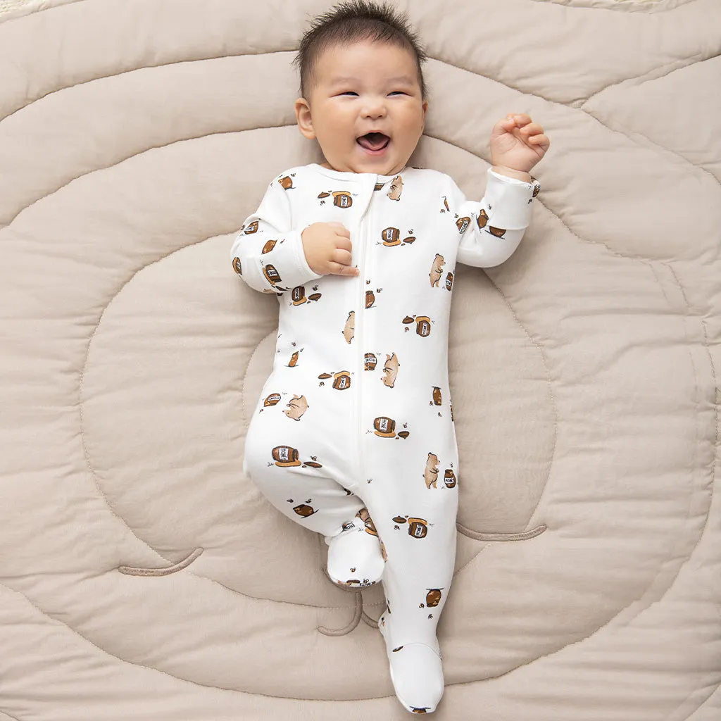 Dormeuse blanc cassé à imprimé d'ourson gourmand