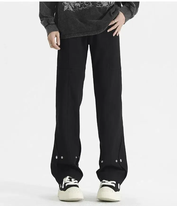 Drawstring Buttoned Straight-leg Jeans