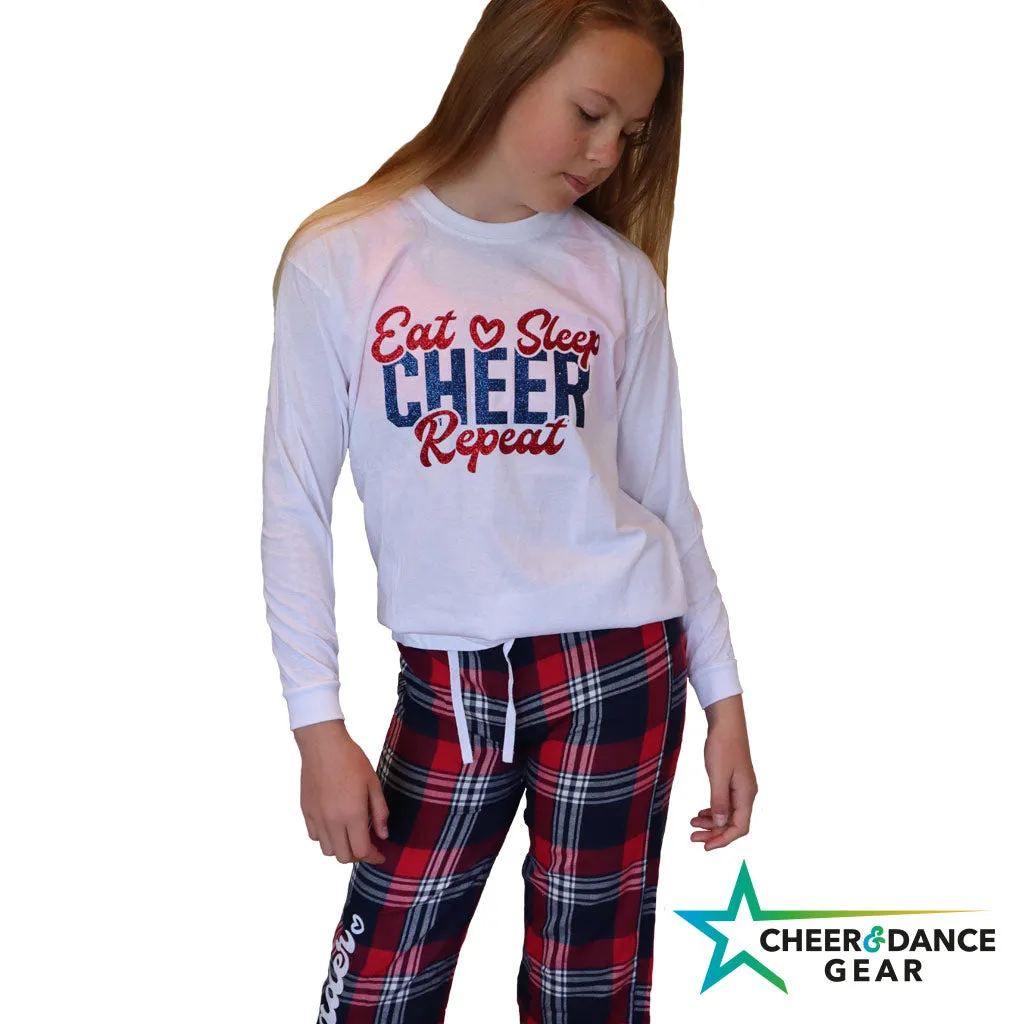 Eat Sleep Cheer Repeat Tartan Pyjama Set - Youth
