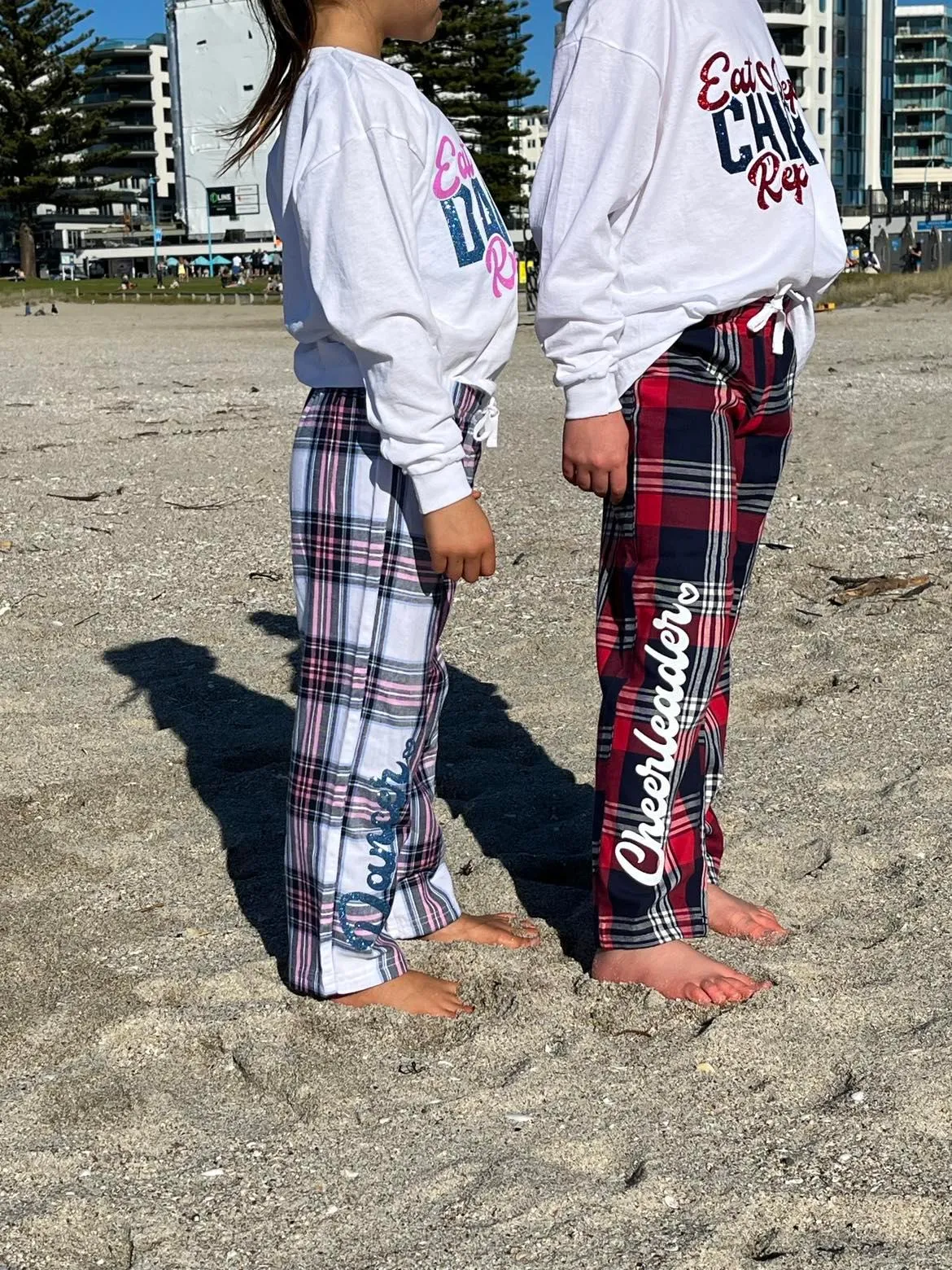 Eat Sleep Cheer Repeat Tartan Pyjama Set - Youth