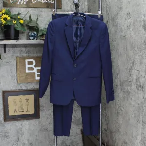 Egara Mens Extreme Slim Fit 2-Piece Jacket Pants Suit Set Navy Blue 36S 30 Waist