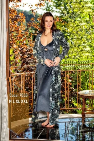 Elegant Gray robe with long shirt