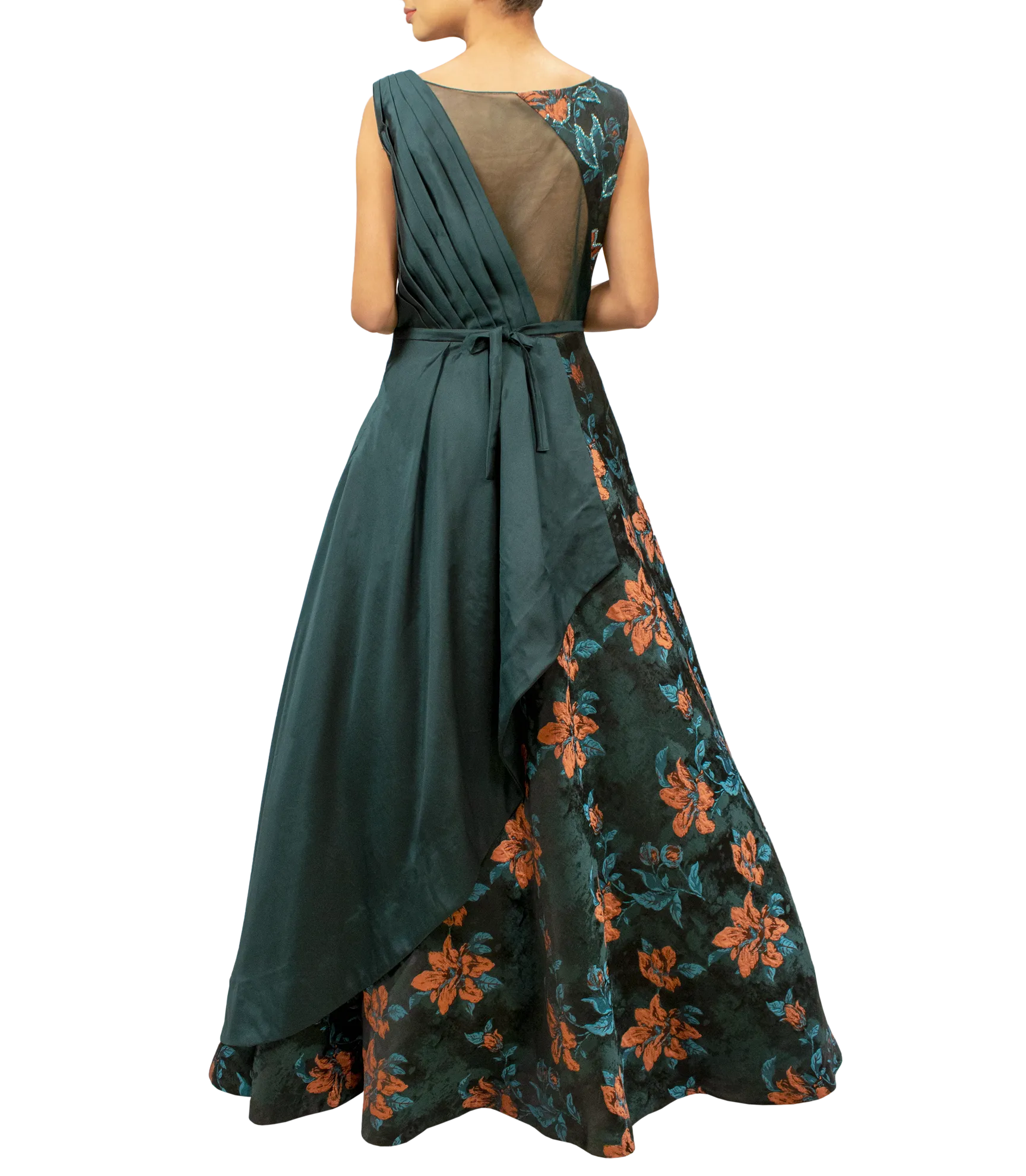 Emerald green floral gown