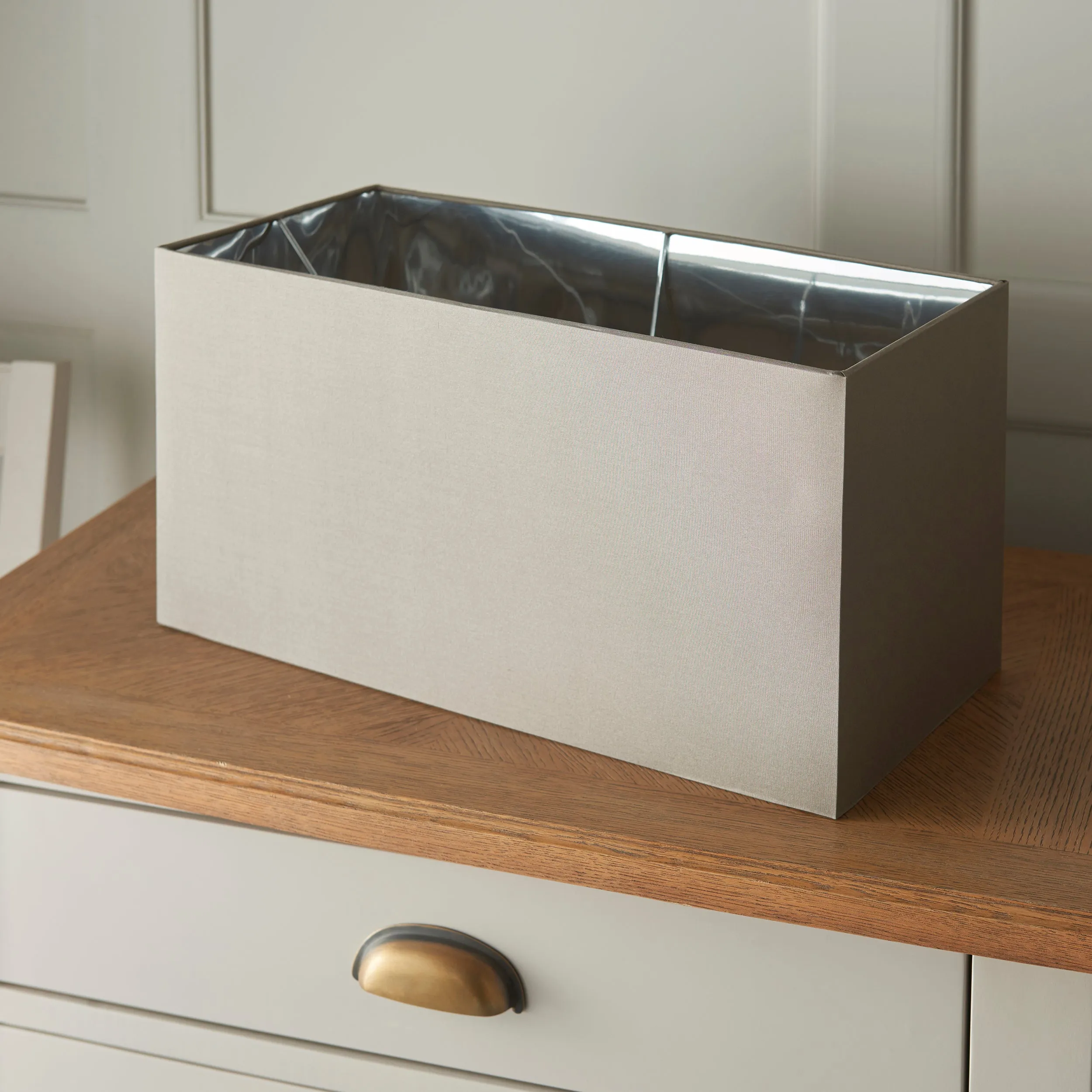 Endon 74418 Cassier 1lt Shade Taupe silk & bright nickel plate 60W E27 or B22 GLS (Required)