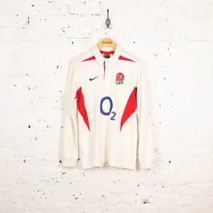 England 2003 Nike Cotton Long Sleeve Rugby Shirt - White - L