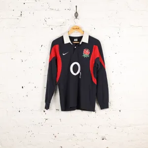 England 2005 Nike Long Sleeve Cotton Rugby Shirt - Blue - S
