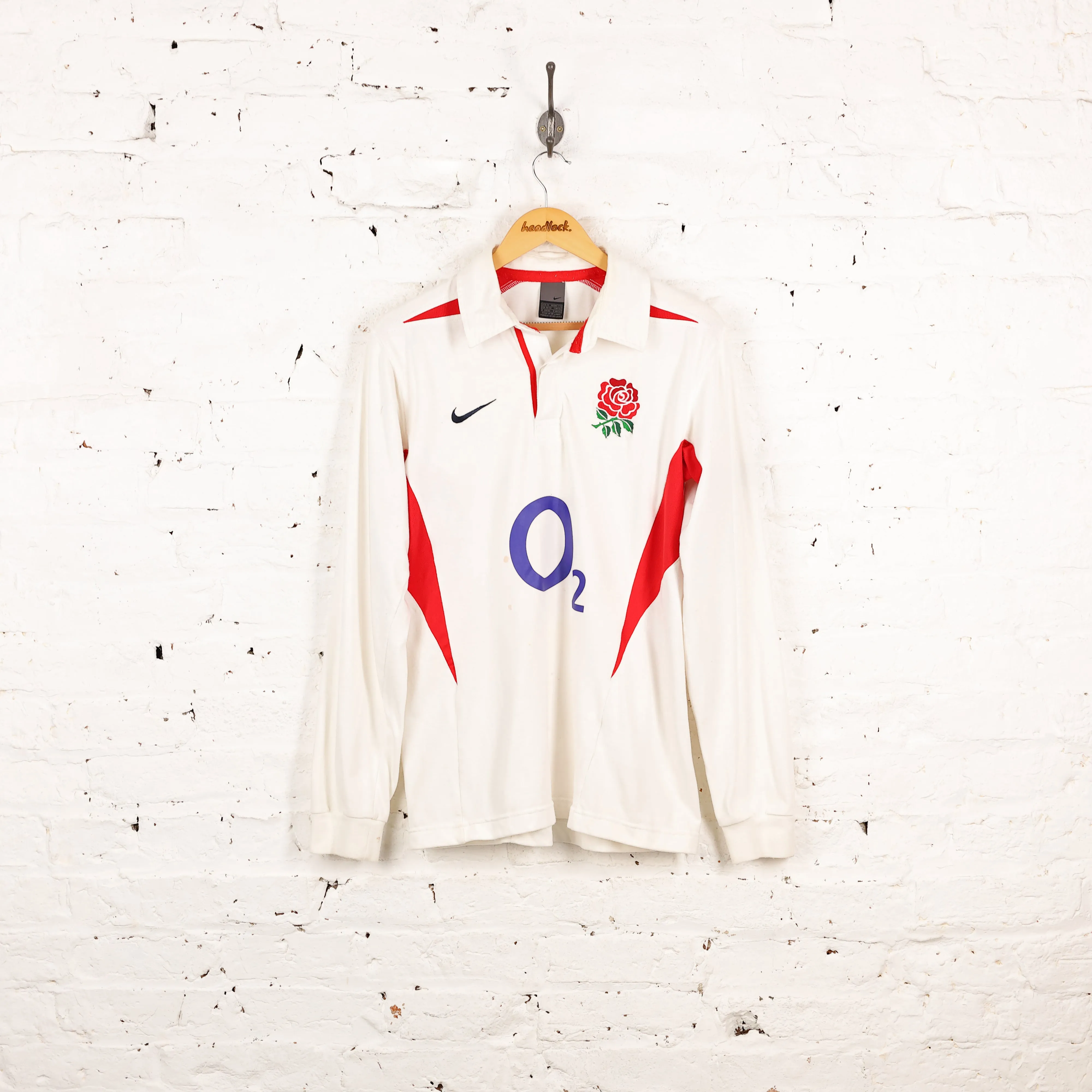 England Nike 2003 Long Sleeve Rugby Shirt - White - M