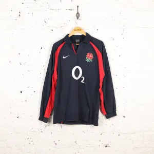 England Rugby 2004 Nike Away Long Sleeve Shirt - Blue - M