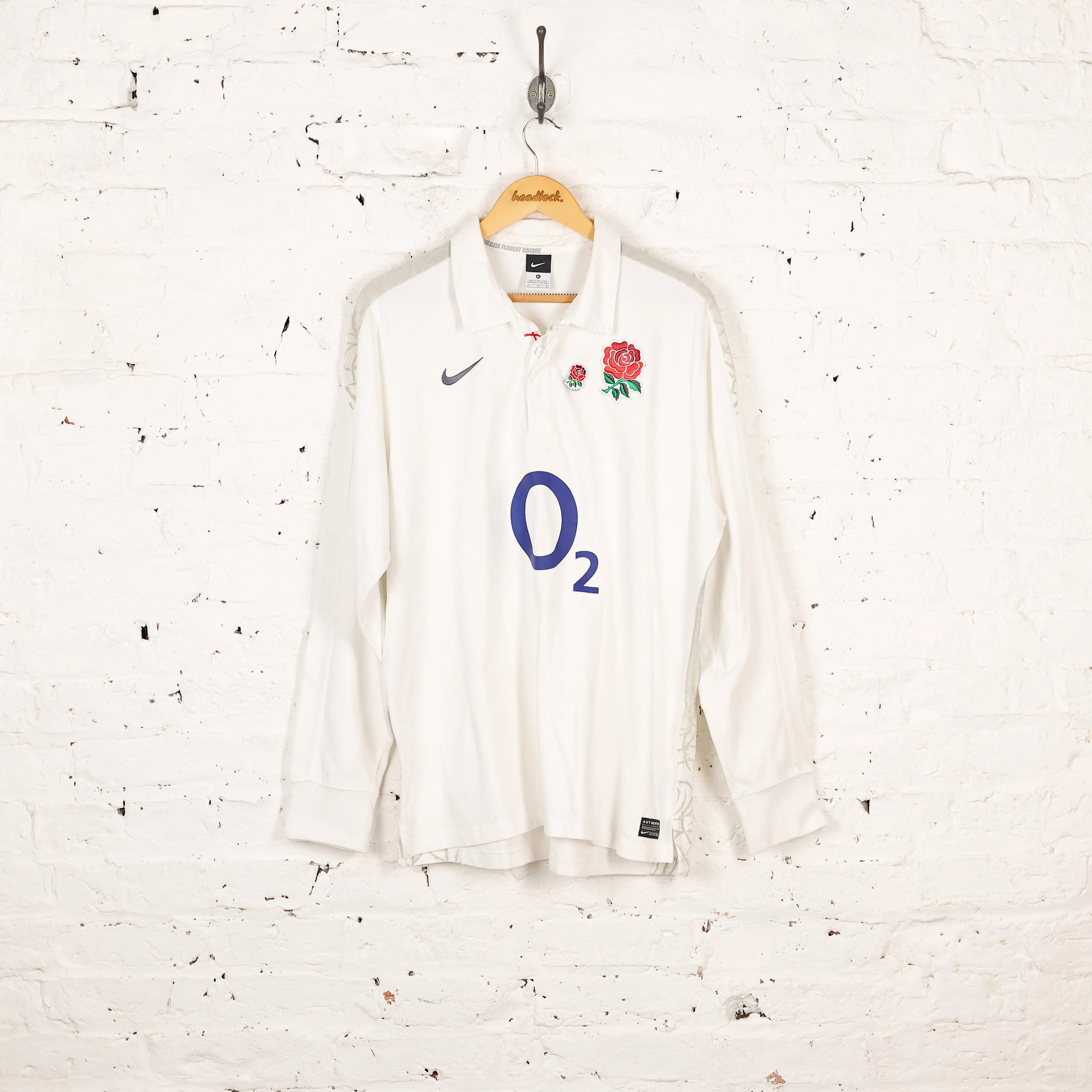 England Rugby Nike Long Sleeve Home Shirt - White- XL