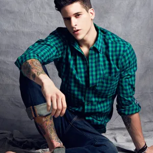 Fashion Fall Winter Men Casual Plaid Shirt Long Sleeve Slim Fit Flannel Man Clothes Mens Shirts (Many Colors Available)