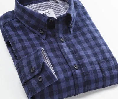 Fashion Fall Winter Men Casual Plaid Shirt Long Sleeve Slim Fit Flannel Man Clothes Mens Shirts (Many Colors Available)