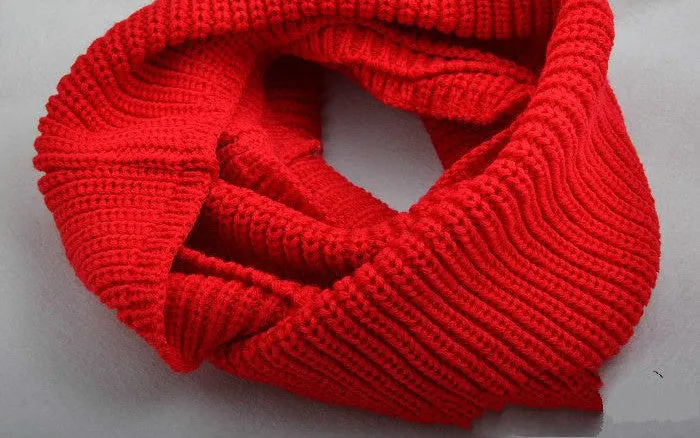 fashion winter warm Ring scarf lic Women Wool shawl Neck solid Wrap thicken Unisex Knitted scarves female pink sq306