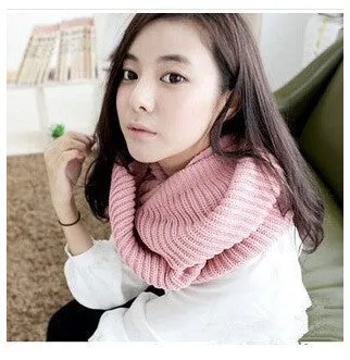 fashion winter warm Ring scarf lic Women Wool shawl Neck solid Wrap thicken Unisex Knitted scarves female pink sq306
