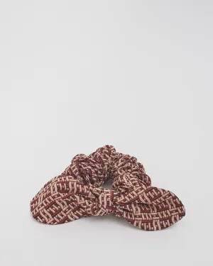 Fendi Beige/Brown Logo Silk Hair-tie Scrunchie