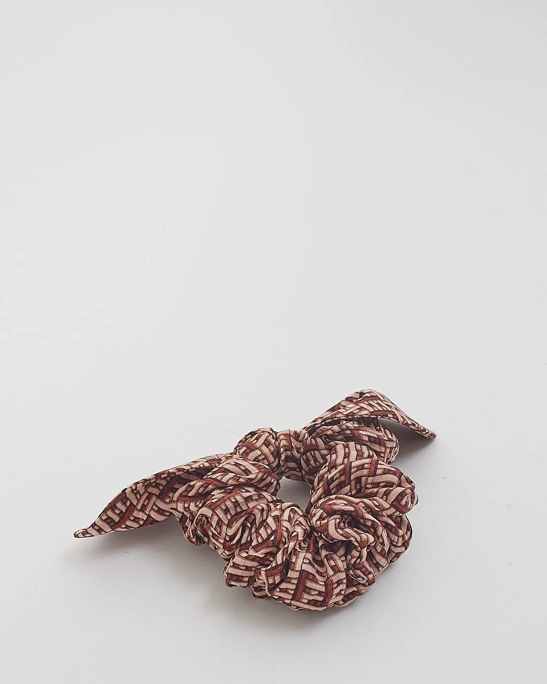 Fendi Beige/Brown Logo Silk Hair-tie Scrunchie