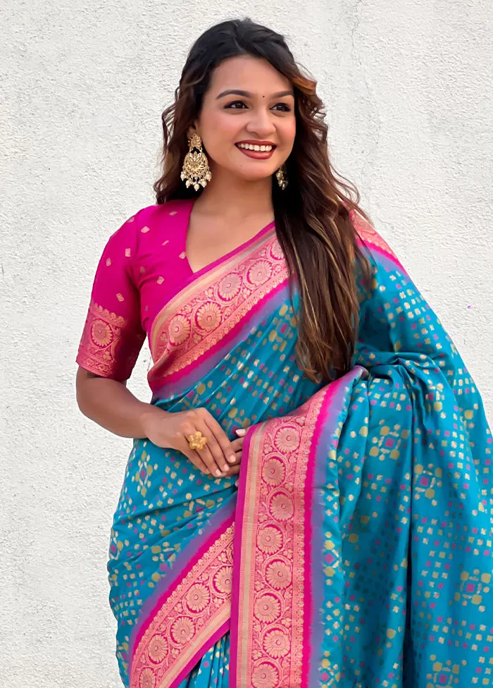 Firoza Spun Silk Saree With Blouse Piece